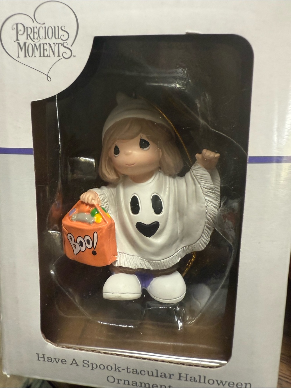 Precious Moments Little Ghost Girl with Orange Treat Bag Spooktacular Halloween
